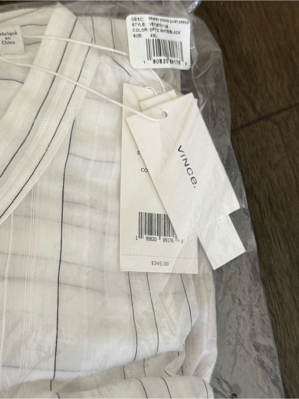 Vince Sleeveless Drapey Stripe Belted Midi Shirt Dress Plus XXL White Black NWT - Picture 9 of 10